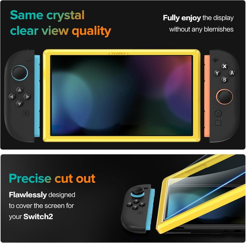 ivoler 4-Pack Tempered Glass Screen Protector Designed for Nintendo Switch 2 2025 with [Alignment Frame] Transparent HD Clear[Updated Version] Screen Protector for Switch 2 7.9''/3DS & 2DS - Image 4